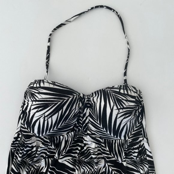 Kenneth Cole Black and White Palm Print Halter Maxi Dress Coverup size Small S - Picture 4 of 8